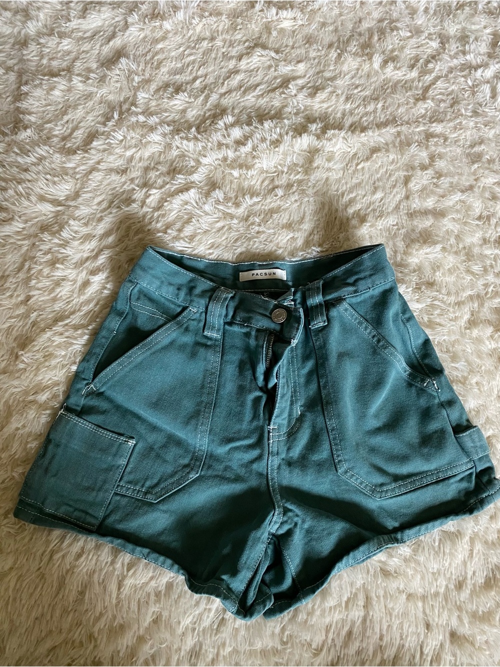 PacSun Teal High-Waist Utility Shorts